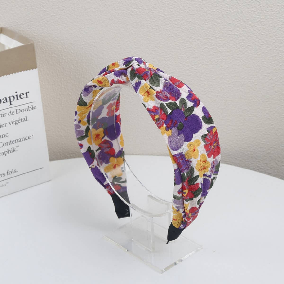 RETRO WIDE-BRIMMED PRINTED CROSS HEADBAND_CWAHA1717