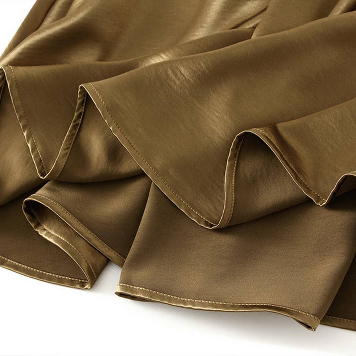 SATIN DRAPE MAXI SKIRT A-LINE SKIRT