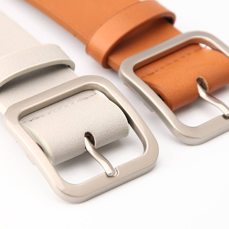 Retro versatile square buckle-top pu leather belt