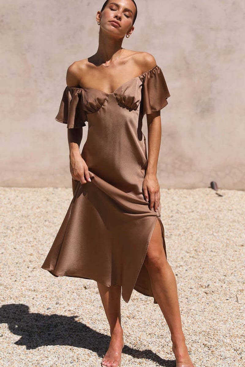 CWDMD5676_SEXY BACKLESS V-NECK SPLIT SHORT SLEEVE DRESS