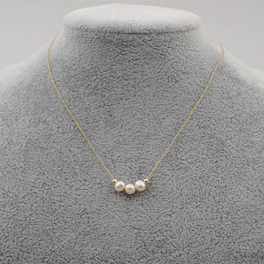 SMALL TEMPERAMENT PEARL CLAVICLE NECKLACE_CWAJE1669