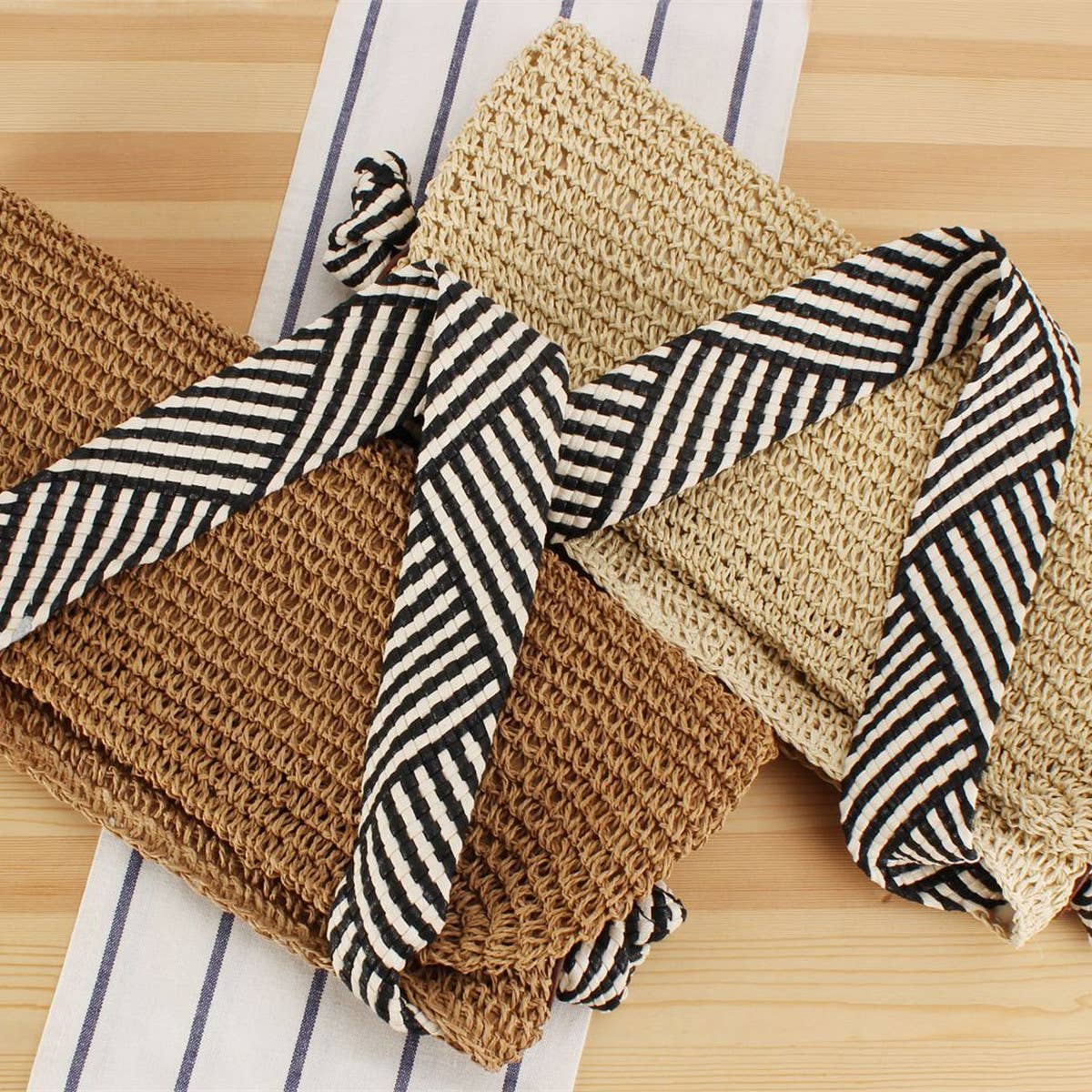 KNOTTED STRAP BEACH STRAW BAG_CWAB2012