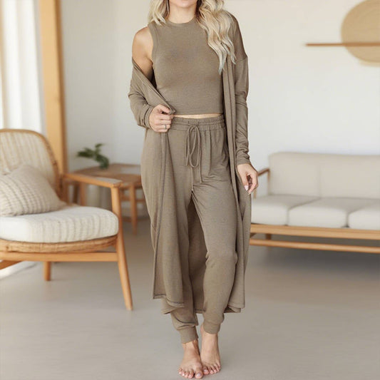 Three-piece set of vest,long pants and cardigan