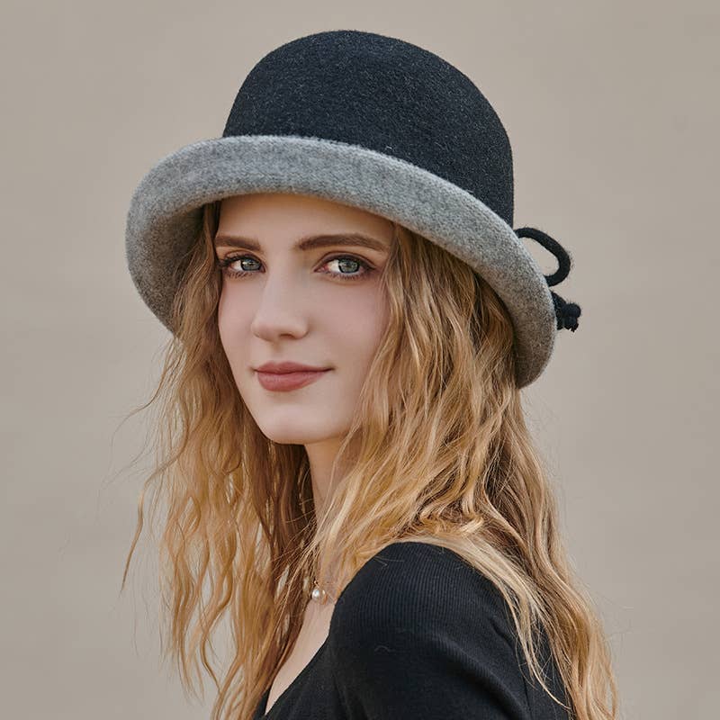 WOMEN FASHION WARM CURLING FELT HAT BUCKET HAT_CWAH0605