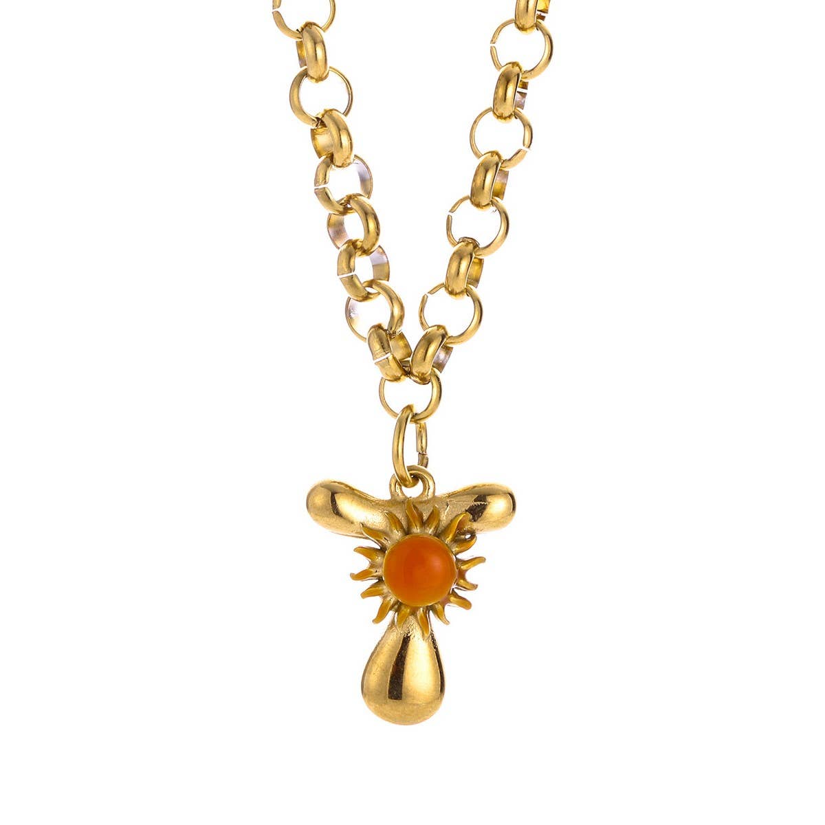 Original Stainless Steel Letter Necklace withEnamel_CWMM8836