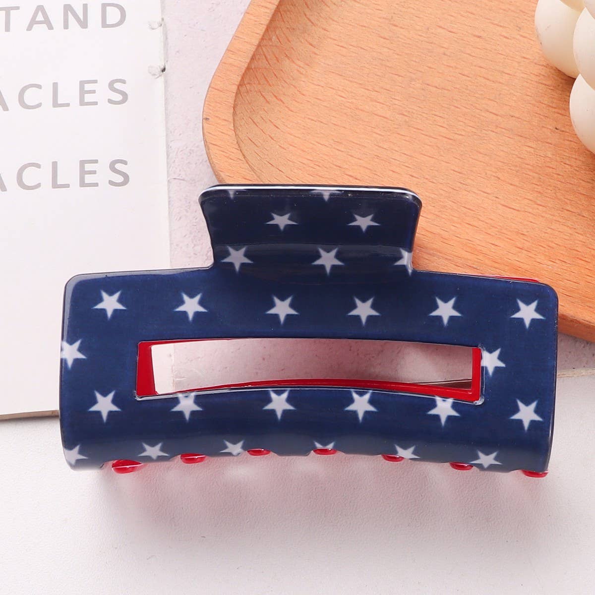 CWAHA1241_4TH OF JULY RECTANGULAR HAIR CLAW CLIP