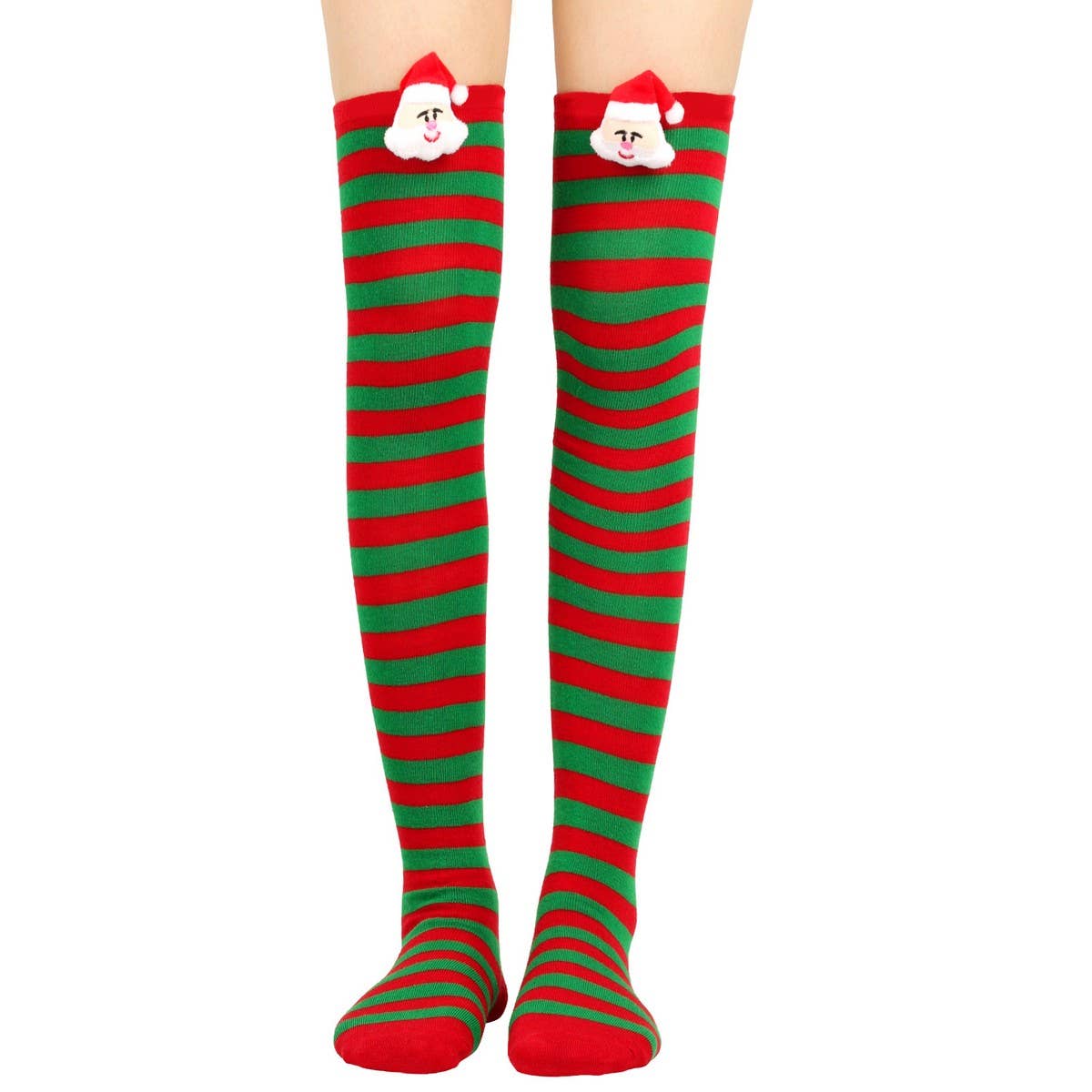 CWMS02686_CHRISTMAS STRIPED KNEE HIGH SOCKS PARTY