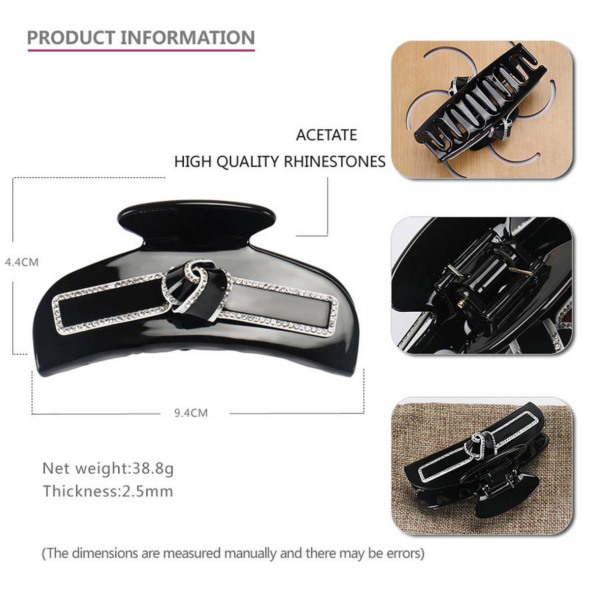 DIAMOND HAIR CLIP PLATE HAIR CLIP SHARK CLIP