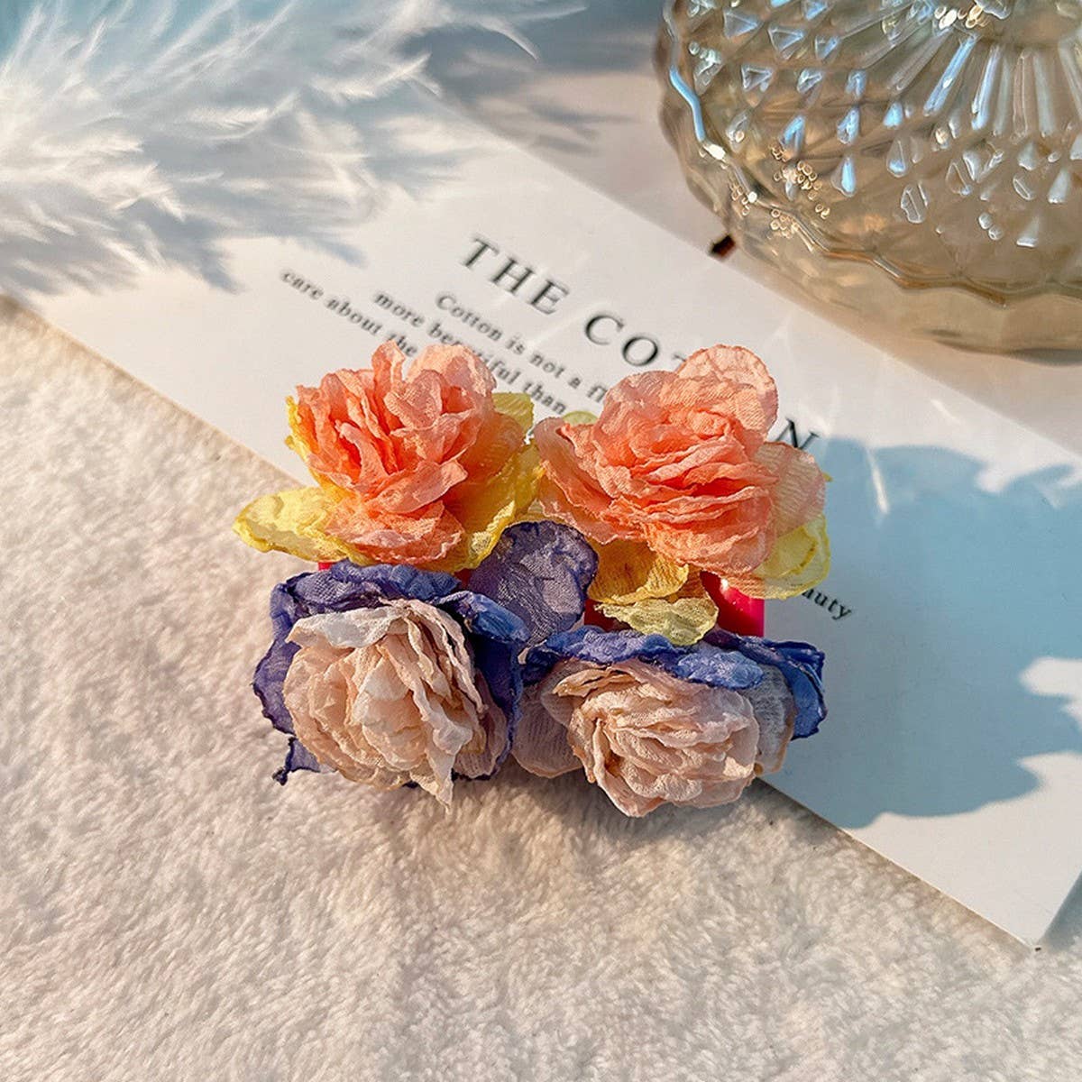 Fabric Flower C-Shaped Stud Earrings ??Fresh Style_CWMM6183