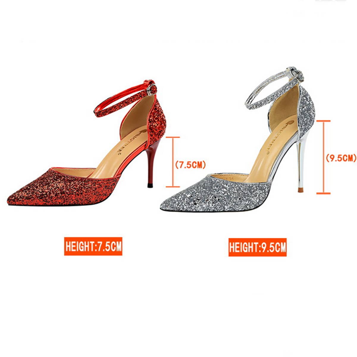 SHALLOW POINTED TOE SEQUINED SEXY HIGH HEELS