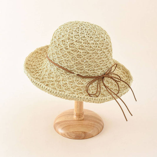OUTDOOR DOUBLE LAYER FOLDABLE STRAW BUCKET HAT_CWAH1407