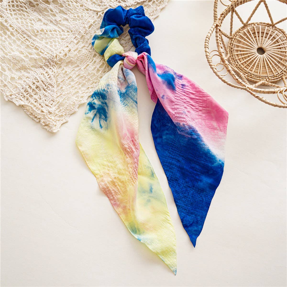 2024 NEW STYLE TIE-DYE RIBBON BOW HAIR TIE_CWAHA1089