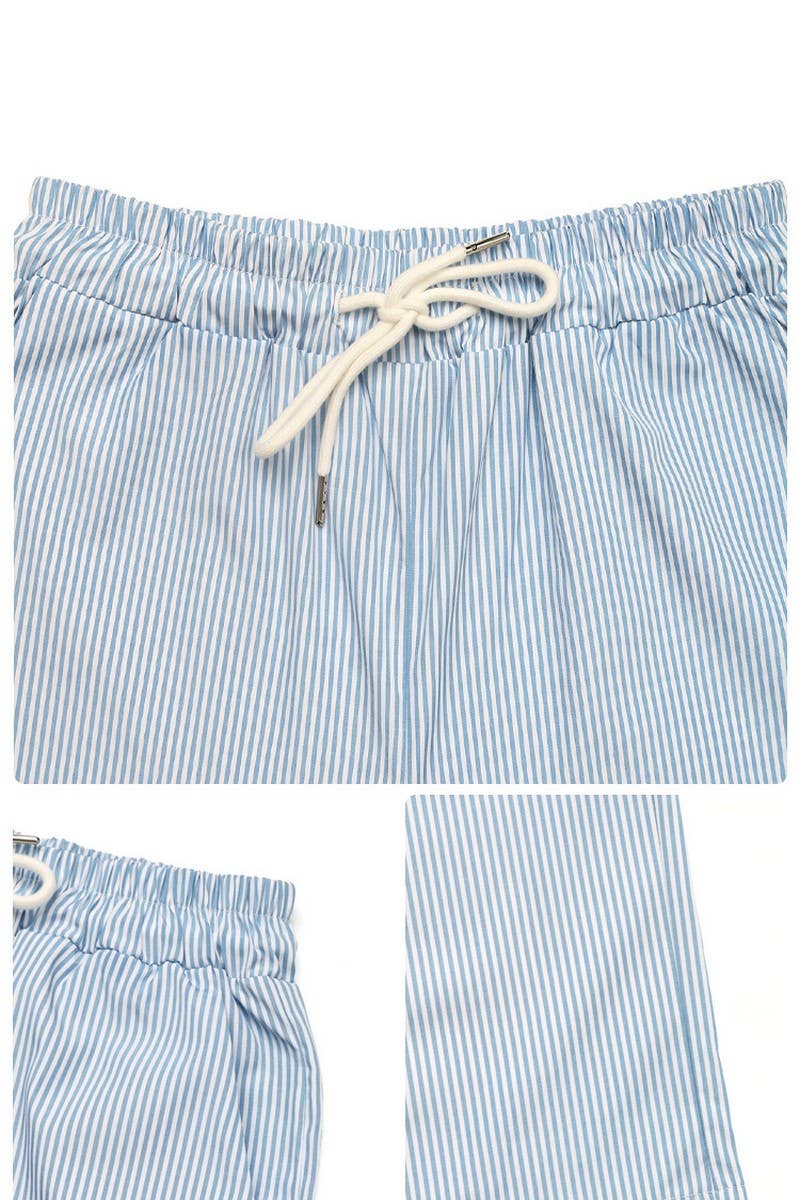 CWBLP00934_STRIPED TIE WAIST LIGHTWEIGHT WIDE LEG PANTS