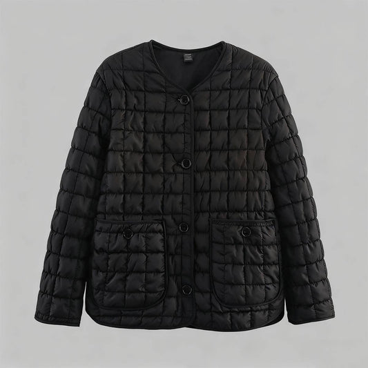 Short textured quilted three-dimensional coat