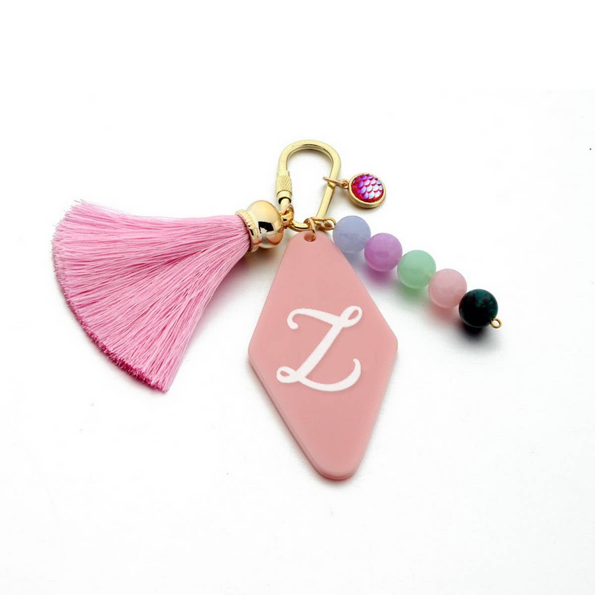 Letter Acrylic Keychain with Geometric Charm