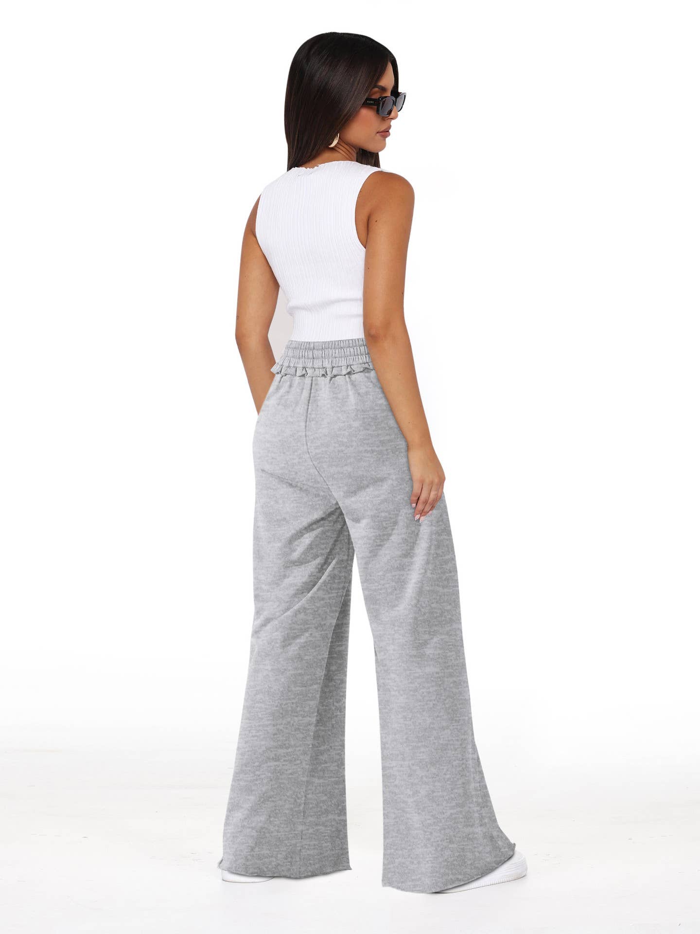 Loose casual lace-up straight-leg casual pants