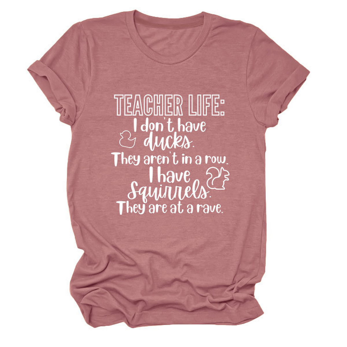 Casual Teacher Tee ??Round Neck Graphic Shirt_CWTTSL0479