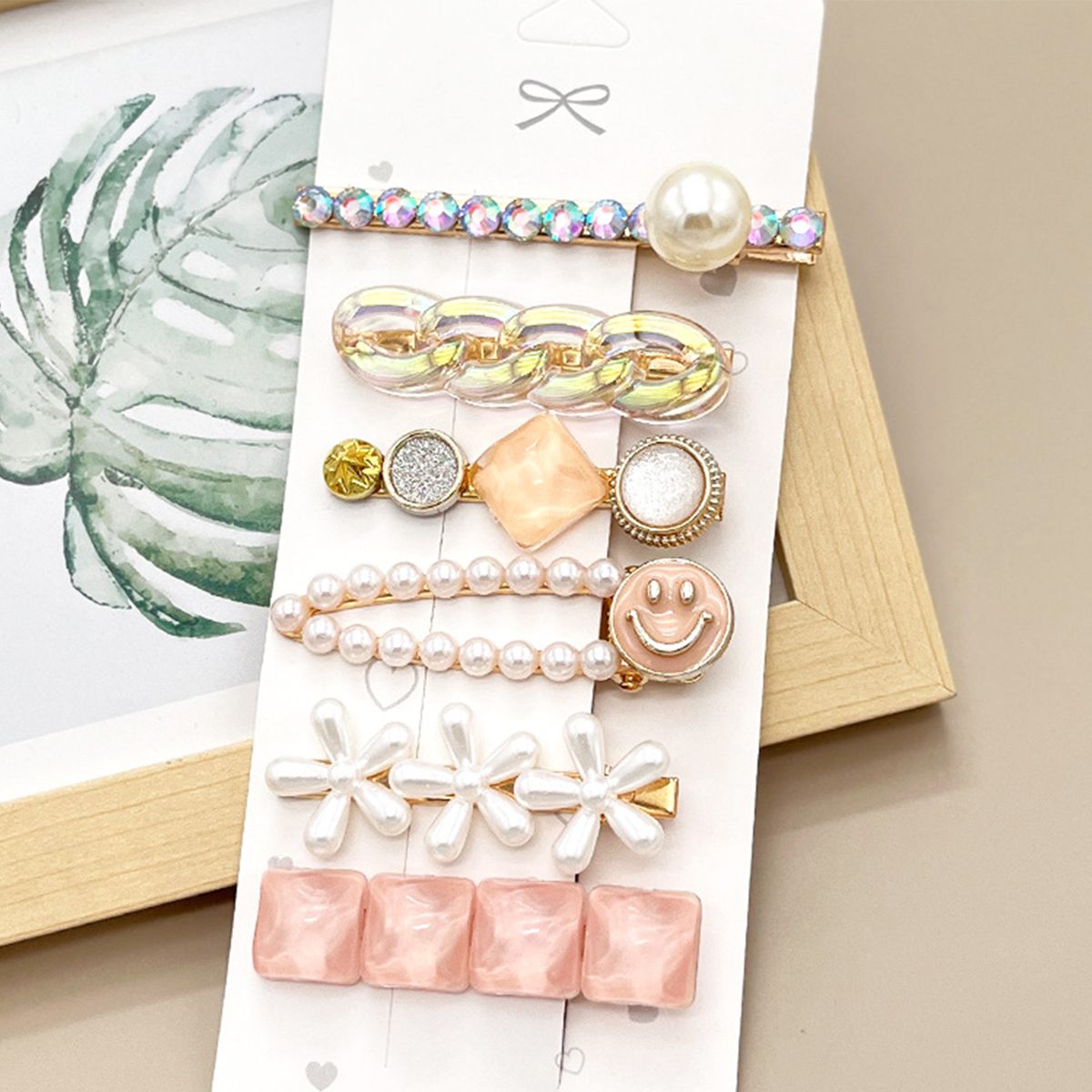 Rhinestone Pearl Hair Clip Set - Elegant Side Pin _CWAHA0159