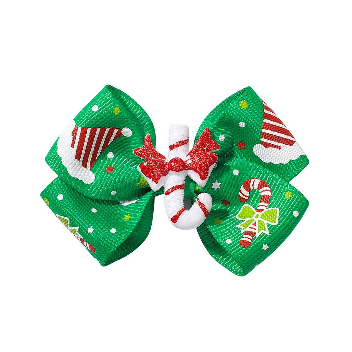 CHILDREN'S SANTA CLAUS PRINTED BOW HAIRPIN
