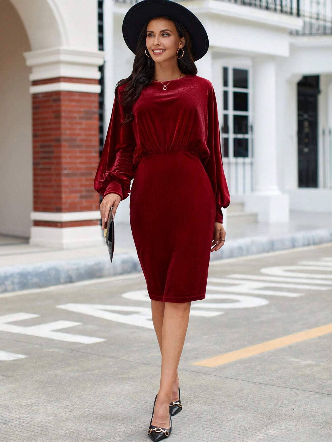 ELEGANT CREW NECK HIGH WAIST SHORT DRESS