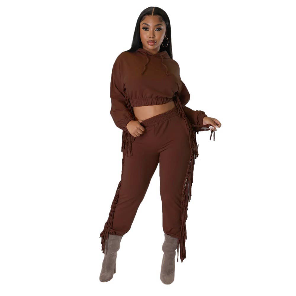 MIDRIFF HOODIE FASHION TWO-PIECE LEGGINGS