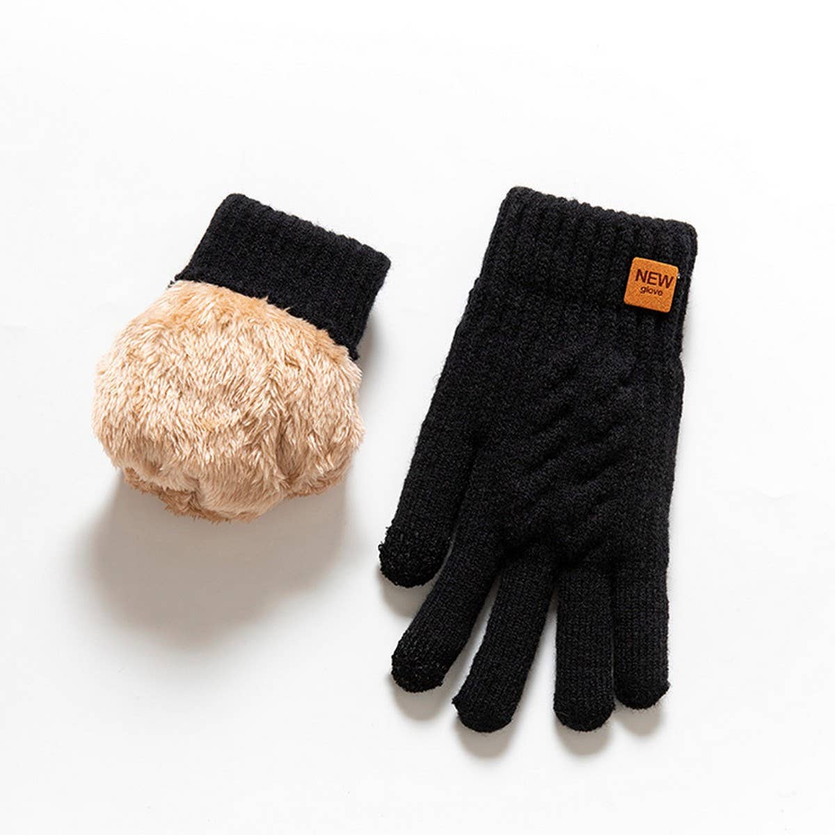 CWAG00546_MEN WINTER THICK KNIT TOUCHSCREEN GLOVES