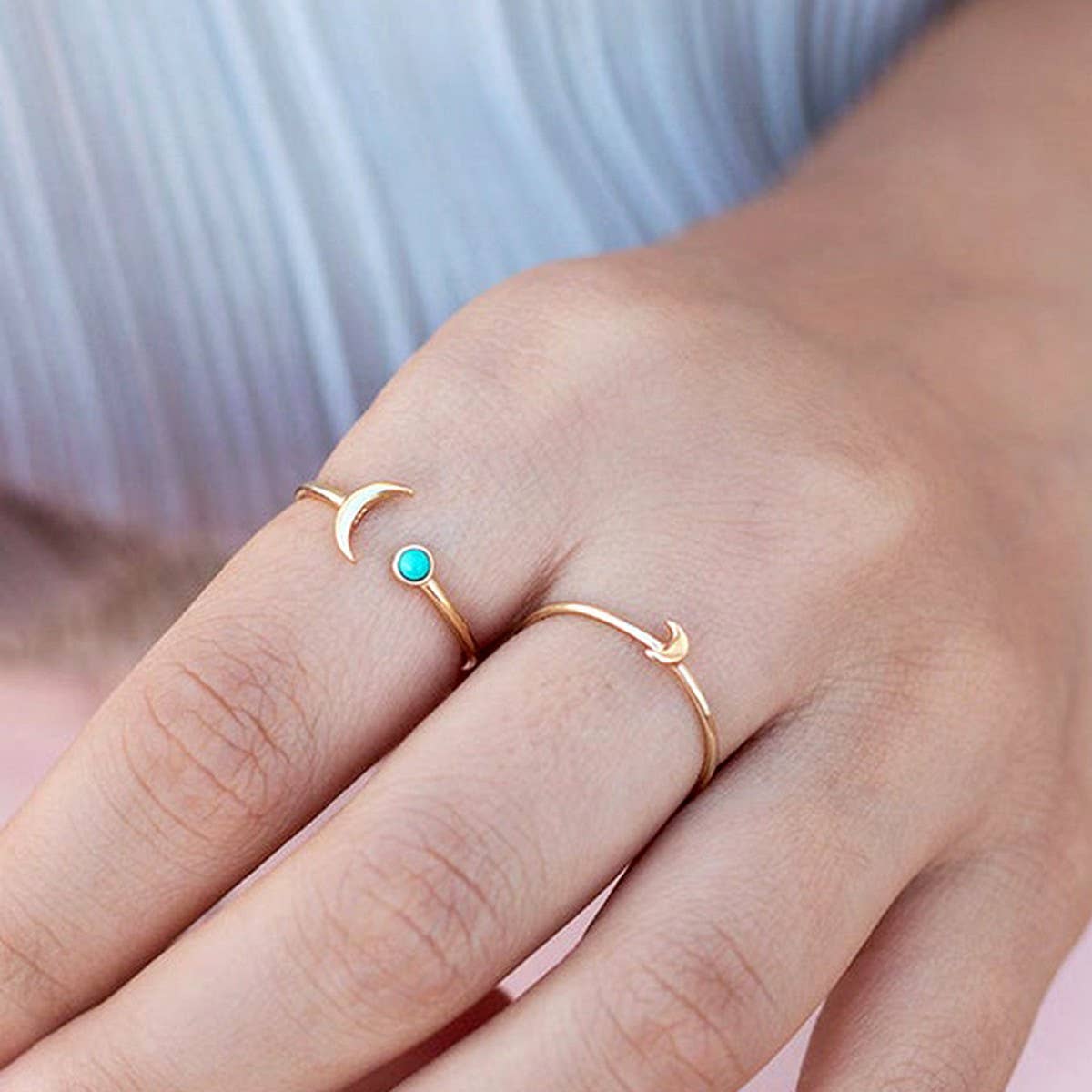SIMPLE AND COOL MOON CREATIVE RING OPEN RING