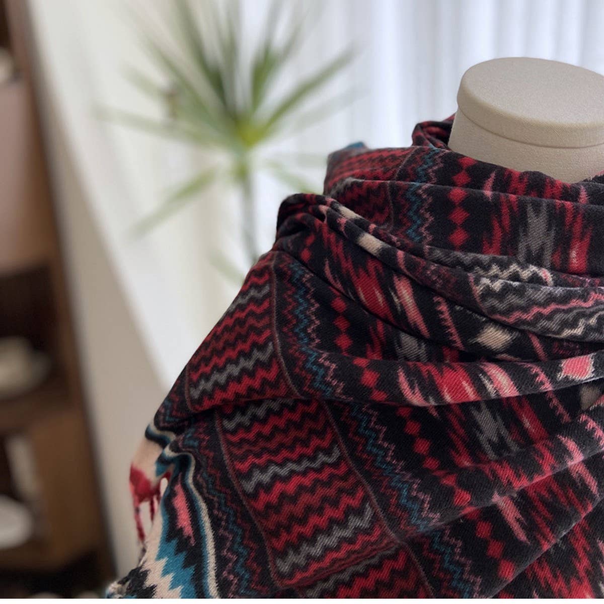 ETHNIC STYLE DOUBLE-SIDED PRINTED TASSEL SCARF