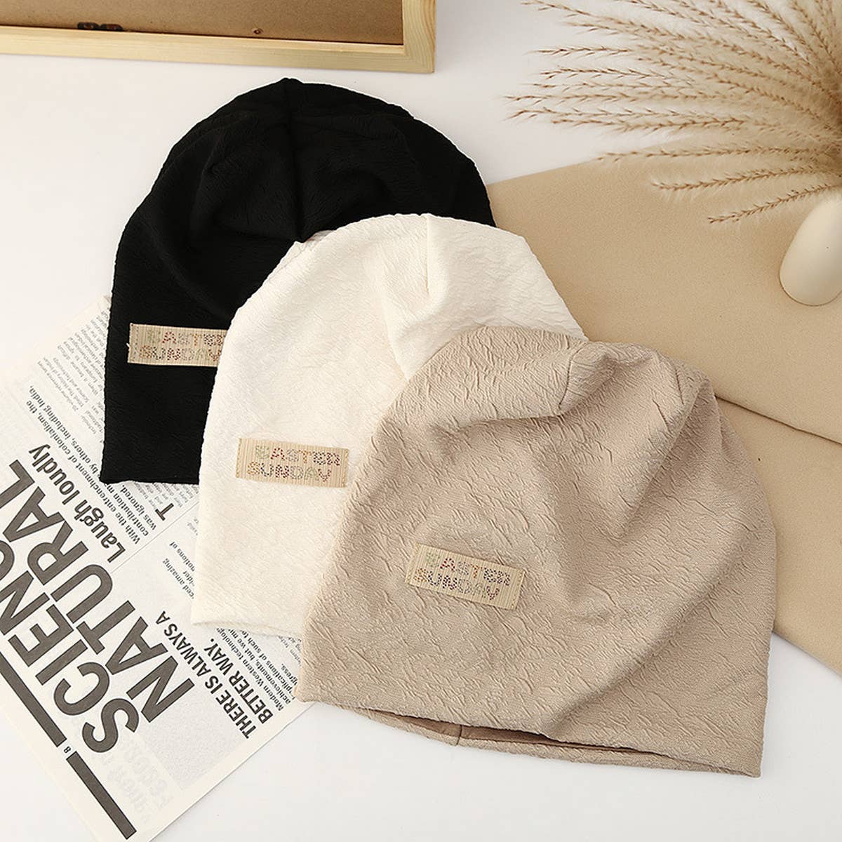 FASHIONABLE WARM KNITTED LETTER LOGO PILE HAT_CWAB2856