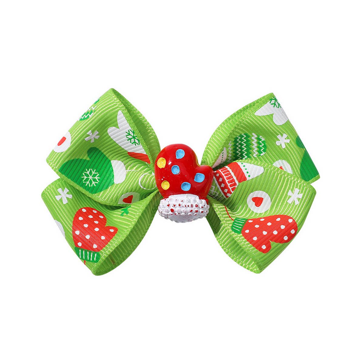 CHILDREN'S SANTA CLAUS PRINTED BOW HAIRPIN