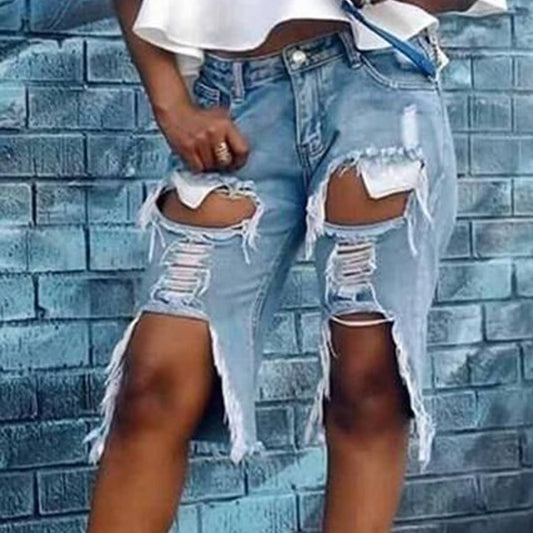 FASHIONABLE HOLE SEXY STRETCH DENIM CAPRIS_CWJS0046