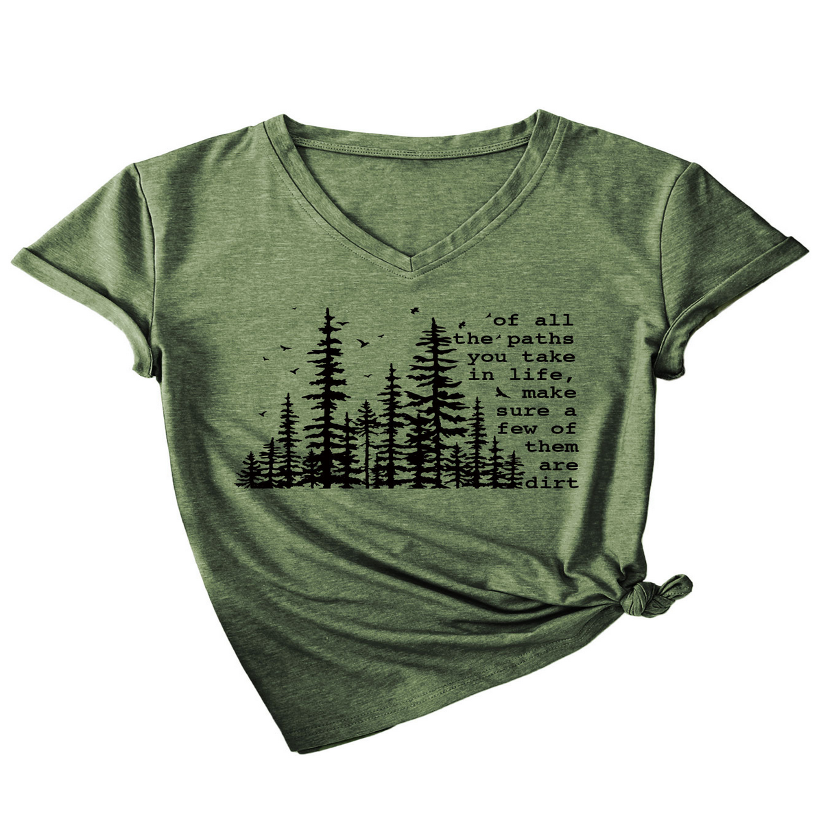 Summer V-Neck Short Sleeve Printed Tee