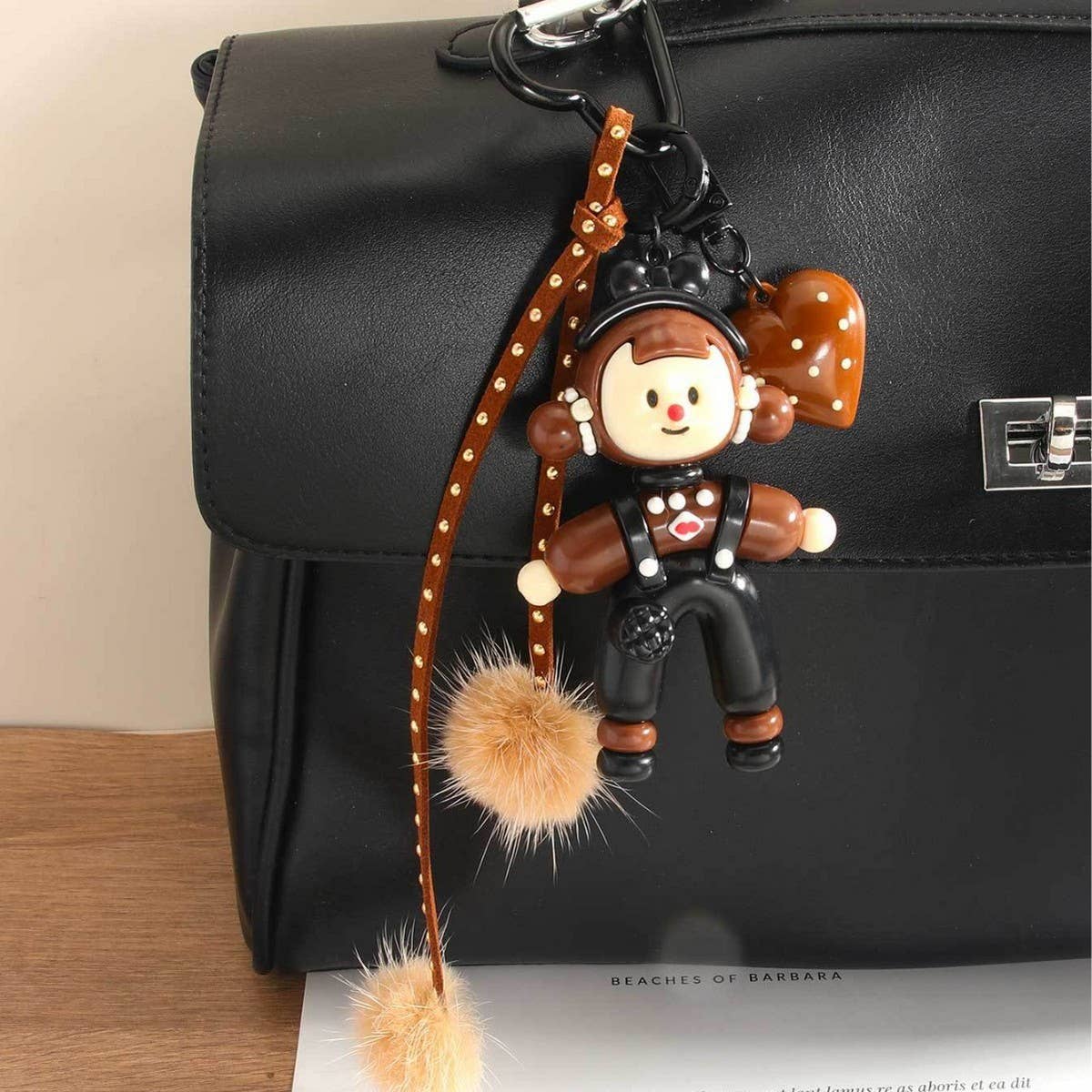 Cute Split Girl Doll Keychain with Heart Charm