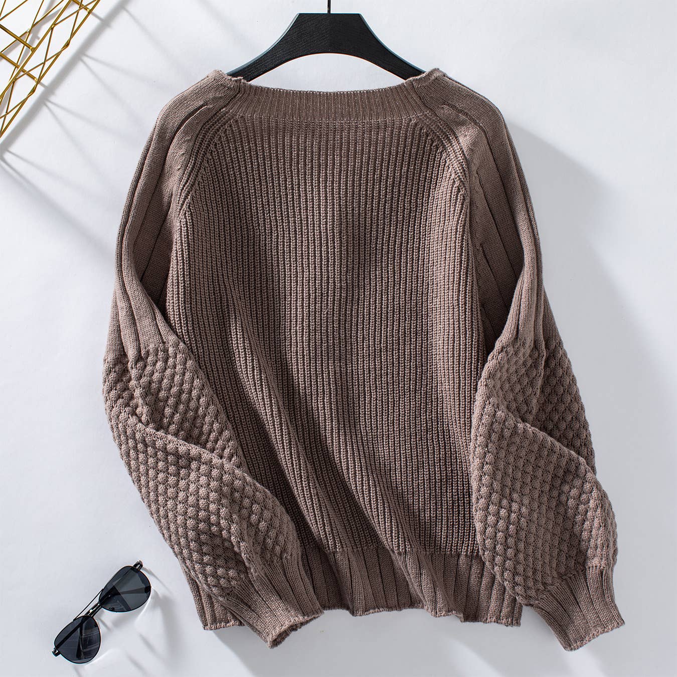 SOLID COLOR BUTTON KNIT LOOSE CARDIGAN COAT