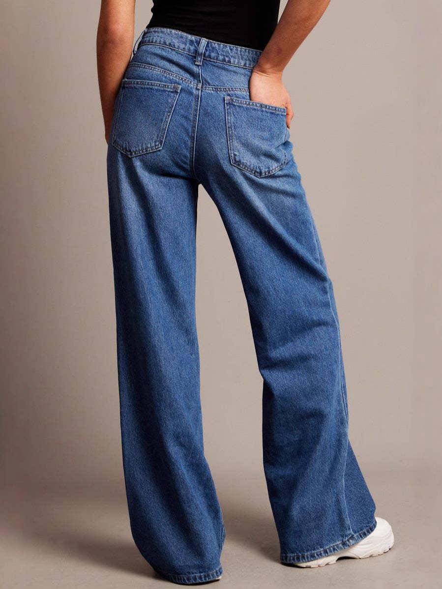 STYLISH RETRO HIGH-WAISTED WIDE-LEG JEANS
