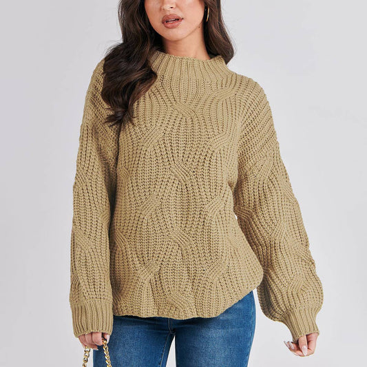 DROP SHOULDER FLORAL KNIT PULLOVER SWEATER