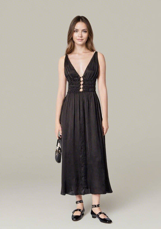 CWDMD6383_SLEEVELESS DEEP V BLACK ELEGANT MAXI DRESS