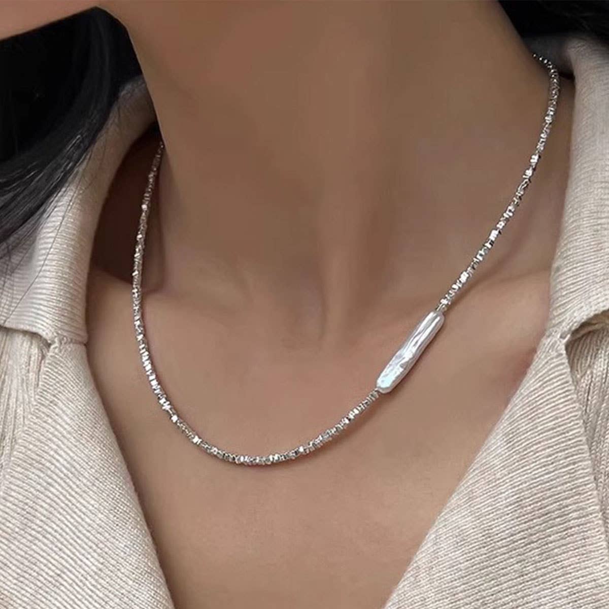 Powerful Baroque freshwater pearl necklace