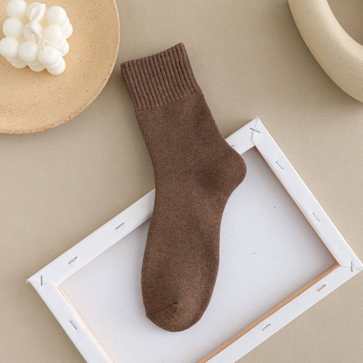 WINTER PLUS VELVET THICK WARM TERRY MID-TUBE SOCKS