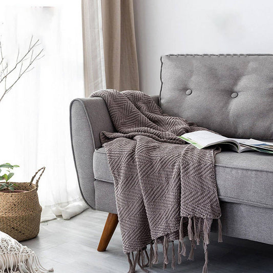 NEW Z-PATTERN SIMPLE COTTON KNITTED THROW BLANKET_CWMM2370