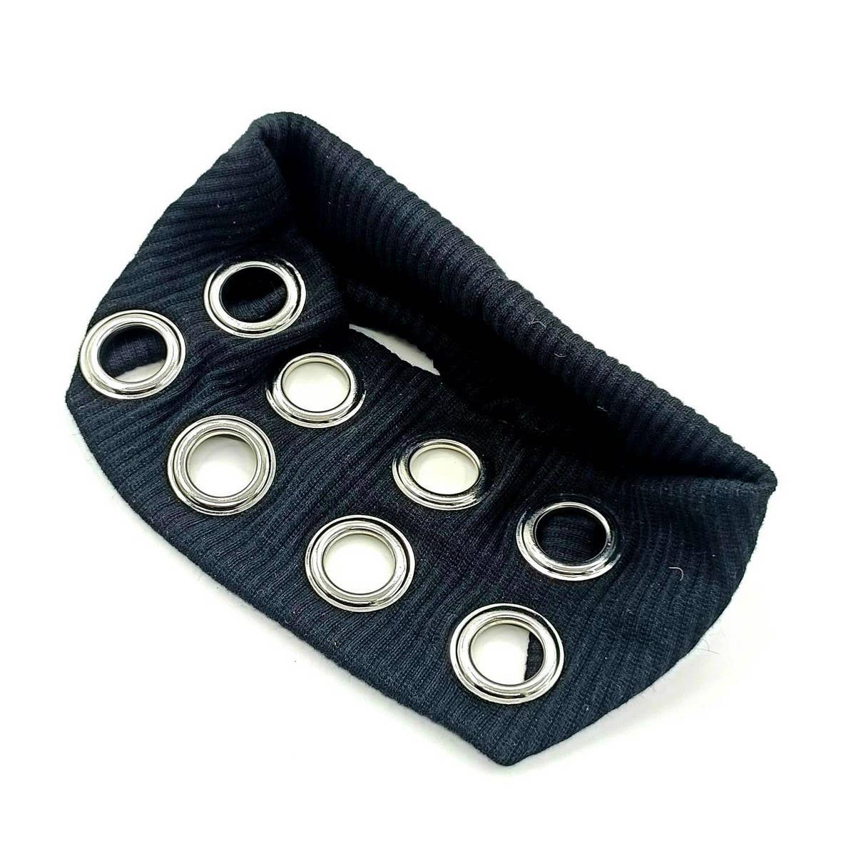 Wide Punk Fabric Headband with Metal Eyelets