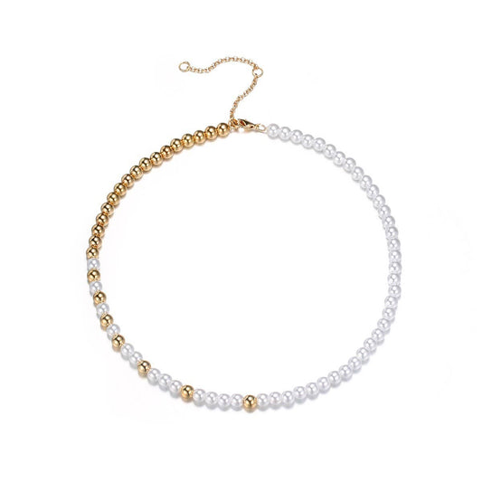 WOMEN'S ALL-MATCH METAL PEARL ELASTIC NECKLACE
