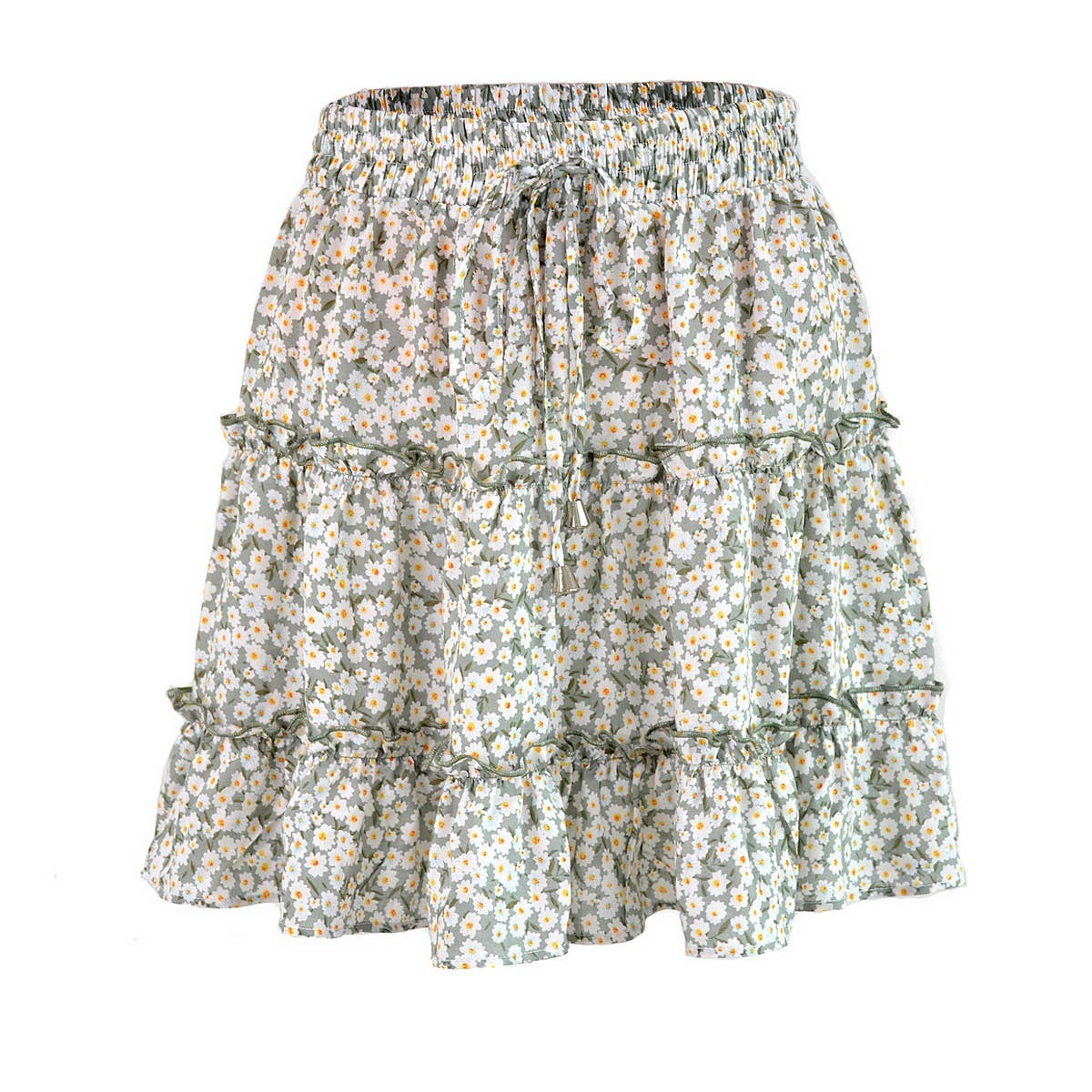 WOMEN'S HIGH WAIST RUFFLED FLORAL SKIRT_CWAB4791