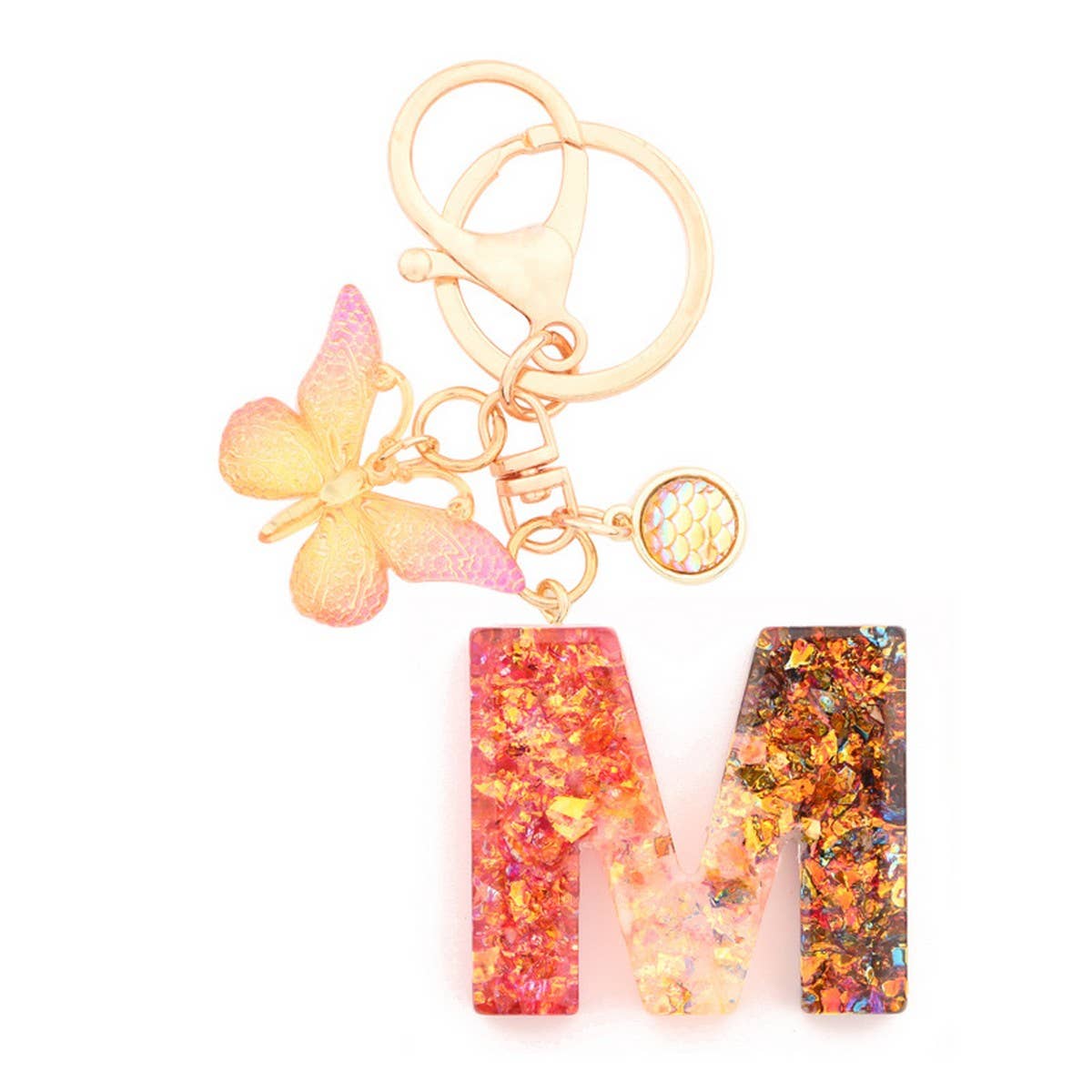 Creative Crystal Letter Keychain with Resin Sequins_CWAB5021