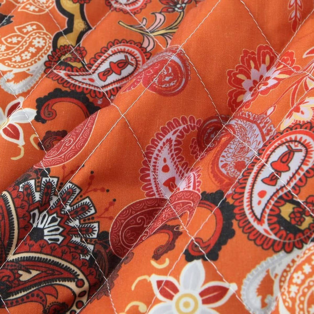 VINTAGE PRINT LOOSE FIT QUILTED JACKET WITH POCKET