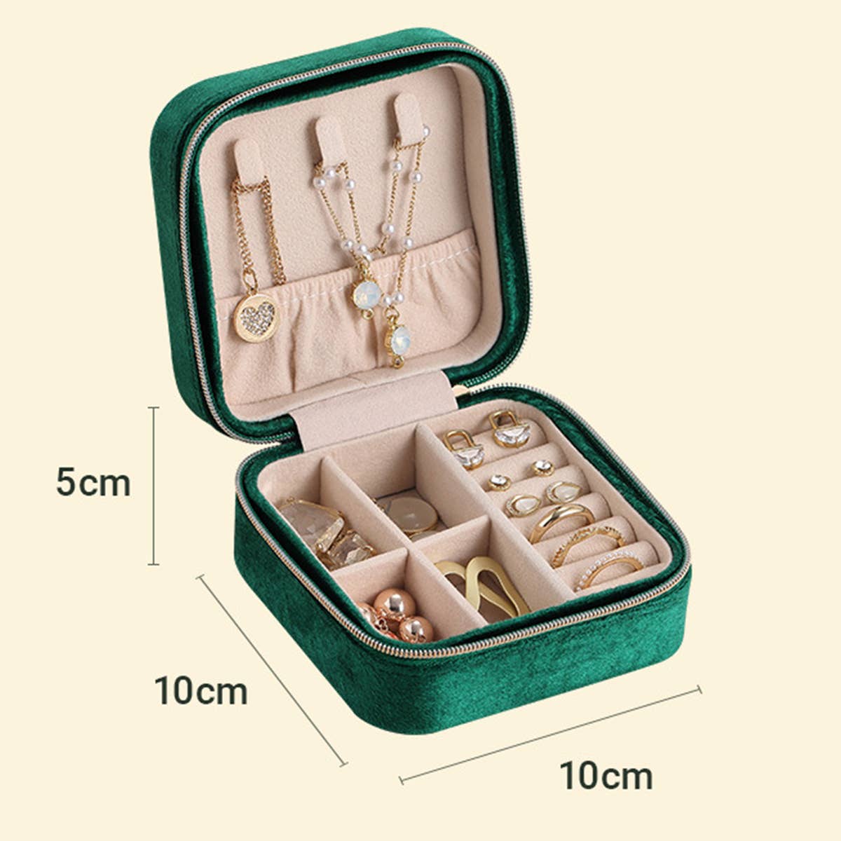 DOUBLE LAYER VELVET JEWELRY BOX STORAGE