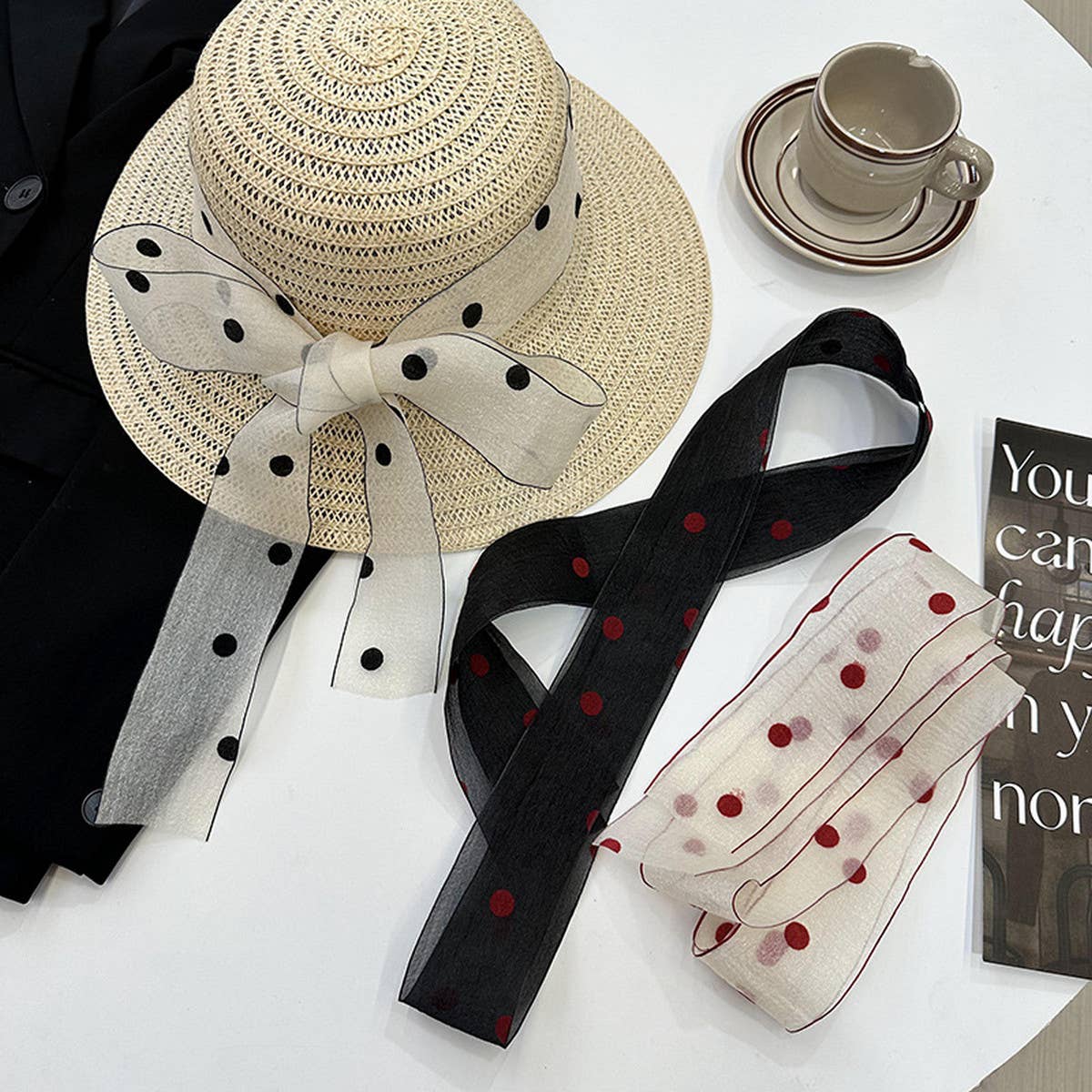 NEW POLKA DOT LACE SCARF HEADBAND