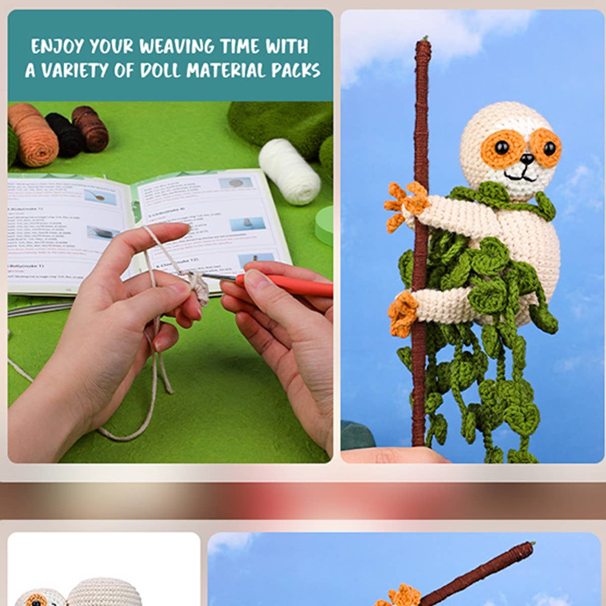 CUTE SLOTH CROCHET MATERIAL BAG