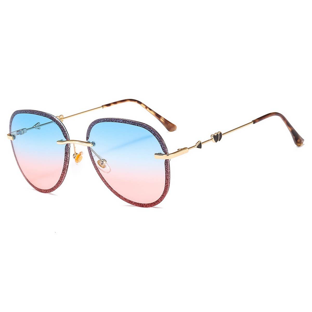 Trendy Frameless Metal Heart Cupid Sunglasses