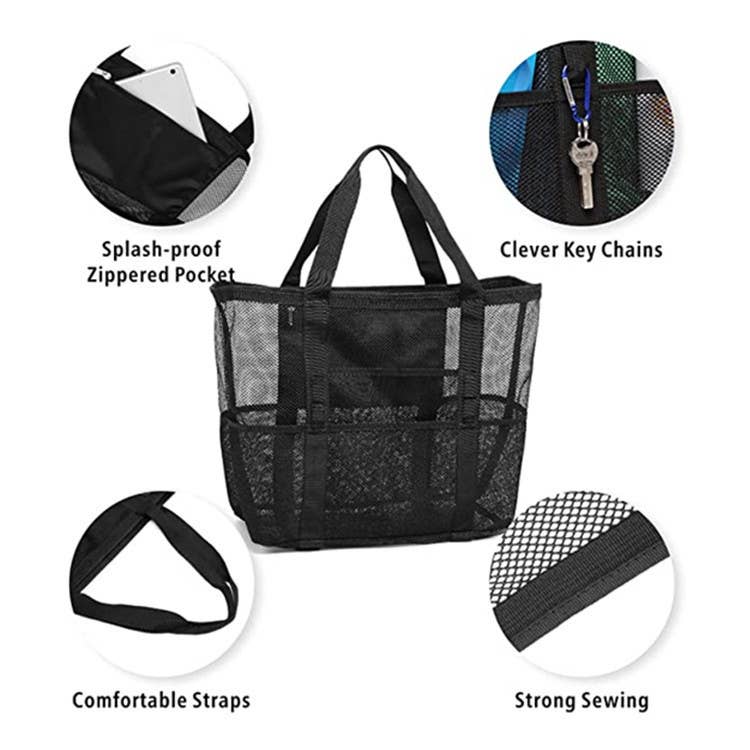 Large-capacity mesh hand-held beach bag